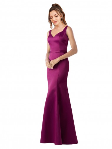 Cheap Fitted Sexy Open Back Satin Bridesmaids Dress with Floral Details Canada