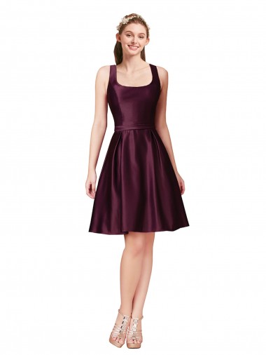 Cheap Classic Satin Bridesmaid Dress with V Back and Bow Detail Canada