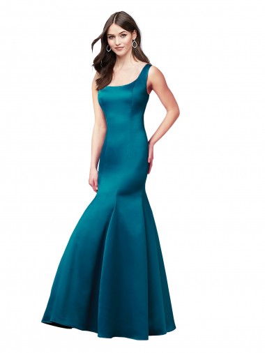 Cheap Long Sleek Satin Bridesmaid Dress with U-Back Canada