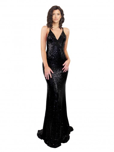 Cheap Sleek Fishtail Shaped Open Back Sequin Bridesmaid Dress Canada