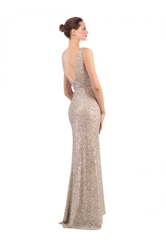 Cheap Faux Surplice V-Neck Slim Sparkling Sequin Bridesmaid Dress Canada