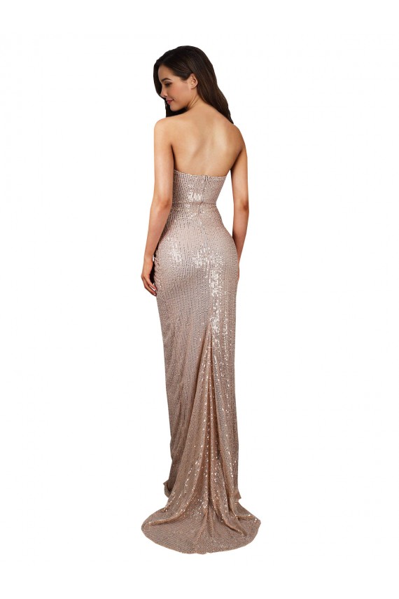 Cheap High Slit Scoop Neck Long Sequin Bridesmaid Dress Canada