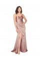 Cheap Floor Length Silky Satin Bridesmaid Dress with Front Skirt Slit Canada