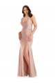 Cheap Deep V-Neck Silky Satin Mermaid Bridesmaid Dress with Side Slit Canada