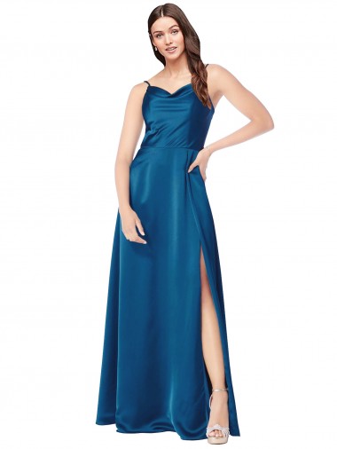 Cheap Cowl Neck Salky Satin Bridesmaid Dress Canada