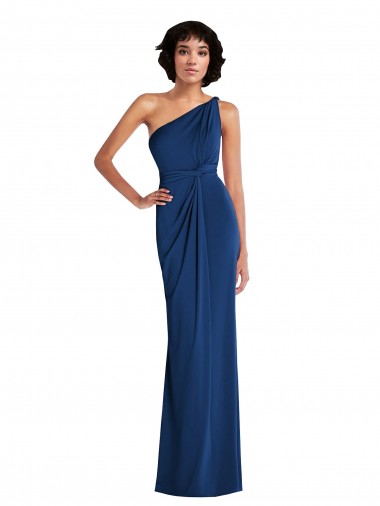 Cheap Grecian Inspired One Shoulder Twist Draped Maxi Spandex Bridesmaid Dress Canada