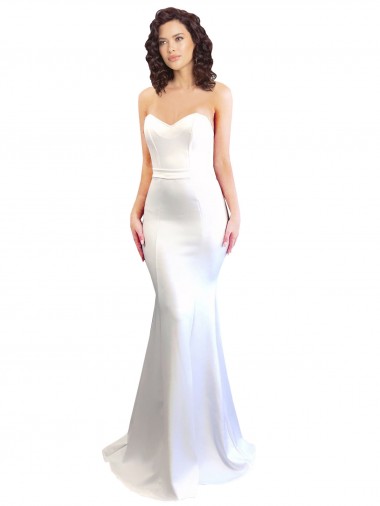 Cheap Sweetheart Strapless High Neck Long Crepe Bridesmaid Dress Canada