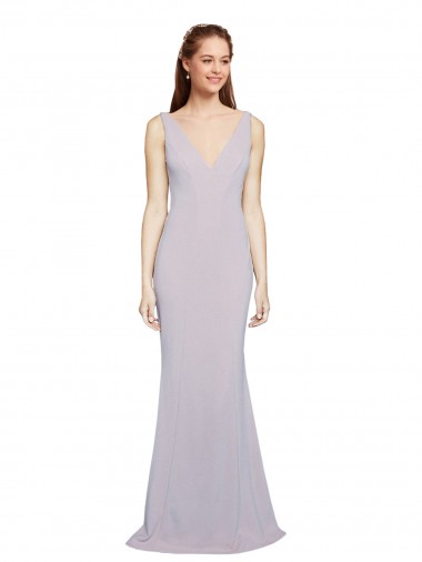 Cheap Cut-Out Back V-Neckline Mermaid Crepe Bridesmaid Dress Keyhole Back Canada