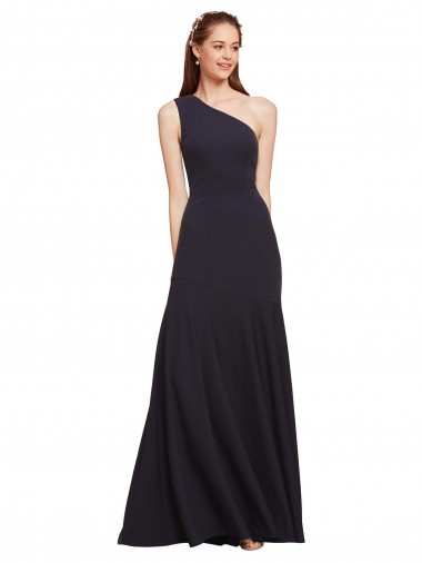 Cheap Fit and Flare Crepe Bridesmaid Dress with One Shoulder Canada