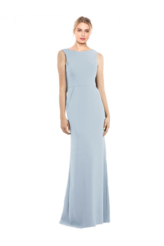 Cheap Draped Backless Crepe Bridesmaid Dress with Pockets Canada