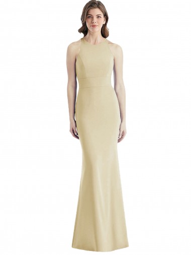 Cheap Criss Cross Twist Cutout Back Trumpet Bridesmaid Dress Canada