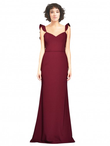 Cheap Crepe Slip Bridesmaid Dress with Ruffled Straps Canada