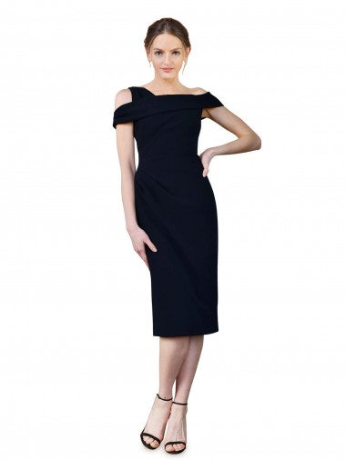 Cheap Draped Cross Shoulder Stretch Crepe Cocktail Dress Canada