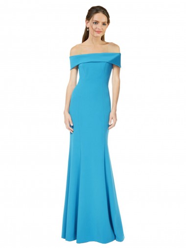 Cheap Off the Shoulder Crepe Bridesmaid Dress with Fitted Silhouette Canada