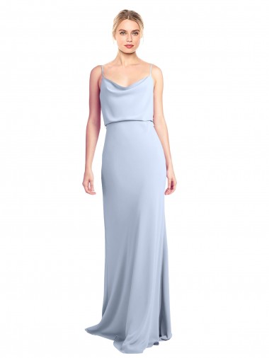 Cheap Feminine Cowl Neck Slim Floor Length Stretch Crepe Bridesmaid Dress Canada