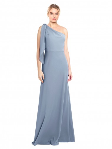 Cheap Draped Flutter Sleeves One Shoulder Stretch Crepe Bridesmaid Dress Canada