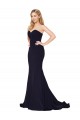 Cheap Sweetheart High Neck Sweep Train Sleeveless Crepe Bridesmaid Dress Canada