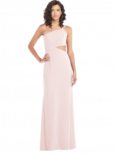 Cheap Flirty One Shoulder Midriff Cutout Maxi Bridesmaid Dress Canada