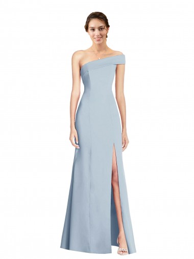 Cheap Asymmetrical Off the Shoulder Cuff Trumpet Bridesmaid Dress With Front Slit Canada