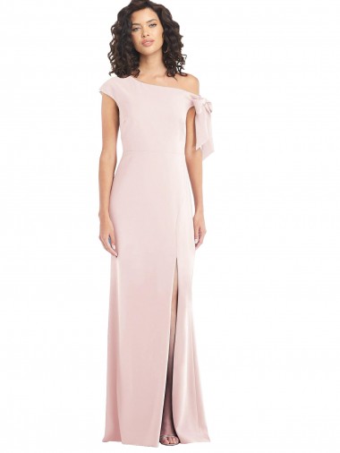 Cheap Off the Shoulder Tie Detail Trumpet Bridesmaid Dress with Front Slit Canada