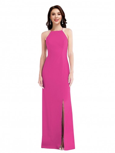 Cheap Open Back High Neck Halter Trumpet Bridesmaid Dress Canada