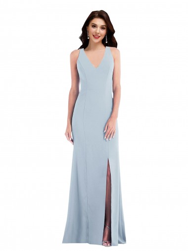 Cheap Criss Cross Cutout Back Maxi Bridesmaid Dress with Front Slit Canada