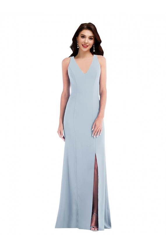 Cheap Criss Cross Cutout Back Maxi Bridesmaid Dress with Front Slit Canada