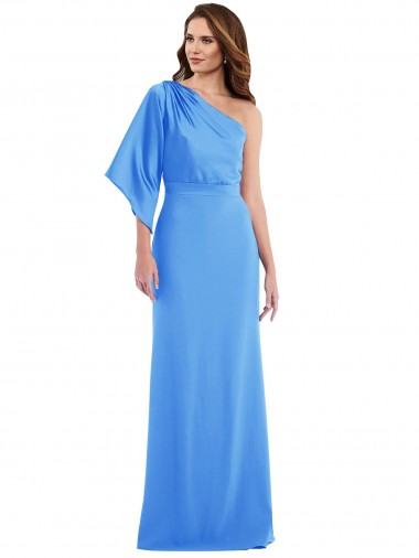 Cheap One Shoulder Bell Sleeves Trumpet Bridesmaid Dress Canada