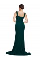 Cheap Fitted Square Neck Long Crepe Bridesmaid Dress with Train and Side Split Canada