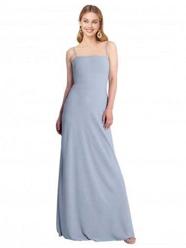 Cheap Straight Neckline Crepe Slip Bridesmaid Dress with Strappy Back Canada