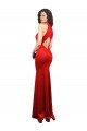 Cheap Halter Neck keyhole Front Back Long Stretch Satin Bridesmaid Dress Canada