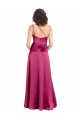 Cheap Sleek One Shoulder A-Line Long Stretch Satin Bridesmaid Dress with Spaghetti Straps Back Canada