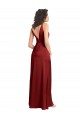 Cheap Faux Surplice Neckline Long Slim A-Line Stretch Satin Bridesmaid Dress Canada