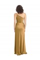 Cheap One Shoulder Long Floor Length Stretch Satin Slip Bridesmaid Dress Canada