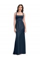 Cheap Square Neck A-Line Long Stretch Satin Bridesmaid Dress with Wide Straps Canada