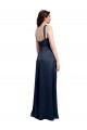 Cheap Cowl Neck Soft Long Stretch Satin Bridesmaid Dress with Side Slit and Pleated Straps Canada