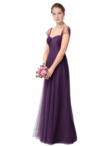 Cheap Full Length Long Tulle Bridesmaid Dress with Sweetheart Neckline Canada