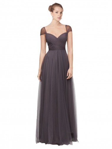 Cheap Sweetheart Neckline Long Tulle Bridesmaid Dress with Straps Canada