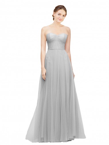 Cheap Long Twisted Sweetheart Neckline Tulle Bridesmaid Dress Canada