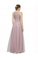 Cheap High Neck Long Tulle Bridesmaid Dress with Lace Bodice Canada