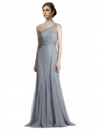 Cheap One Shoulder Tulle Fit and Flare Bridesmaid Dress Canada