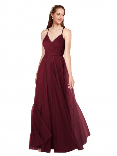 Cheap Beach-inspired Sweetheart Tulle Long Bridesmaid Dress Canada