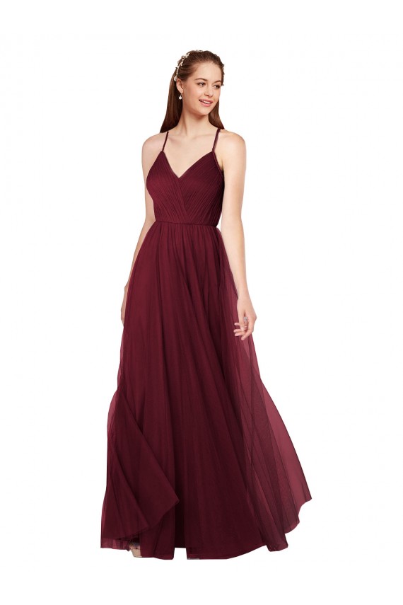 Cheap Beach-inspired Sweetheart Tulle Long Bridesmaid Dress Canada