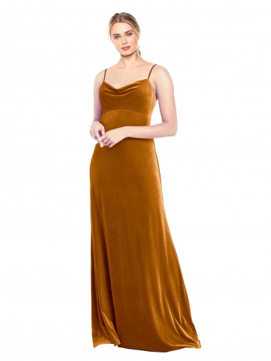 Cheap Long Velvet Cowl Neck Slip Bridesmaid Dress Canada