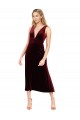 Cheap Daring Plunging V-Neckline Short Midi Length Velvet Bridesmaid Dress Canada