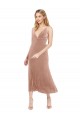 Cheap Midi Length Short V-Neck Velvet Bridesmaid Dress with Notched Neckline Canada