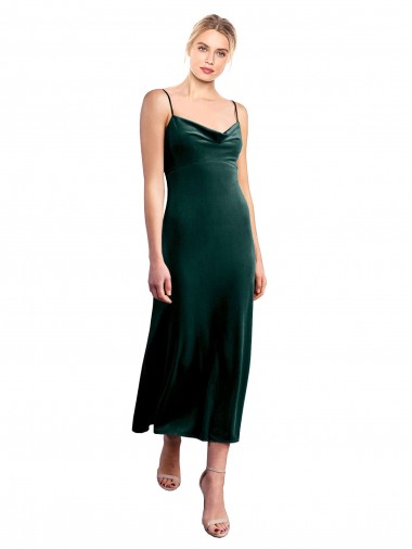 Cheap Midi Length Cowl Neck Velvet Slip Bridesmaid Dress Canada