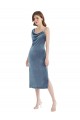 Cheap Midi Length Asymmetrical One Shoulder Velvet Slip Bridesmaid Dress Canada