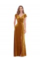 Cheap Cap Sleeve Faux Wrap Velvet Maxi Bridesmaid Dress with Pockets Canada