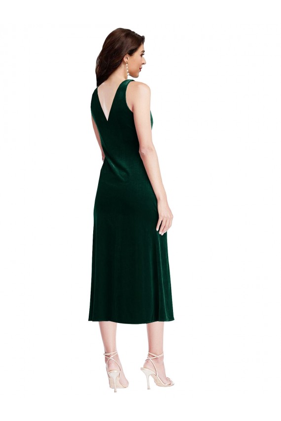 Cheap Cowl Neck Velvet Midi Bridesmaid Dress Canada